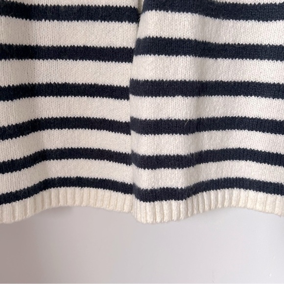 J. Jill Striped Longline Open Sweater Cardigan Knit Coastal Grandma Cream/Navy - Picture 8 of 15